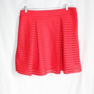 Express Pleated Flair Mini Skirt Bright Red Textured Elastic High Waist Size 12